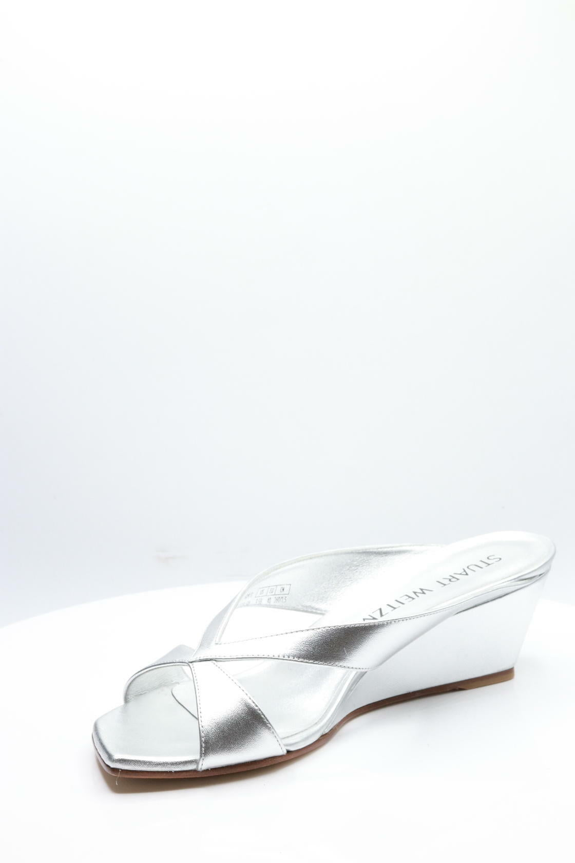 Stuart Weitzman Miami 50 Wedge Slide Silver 8 B