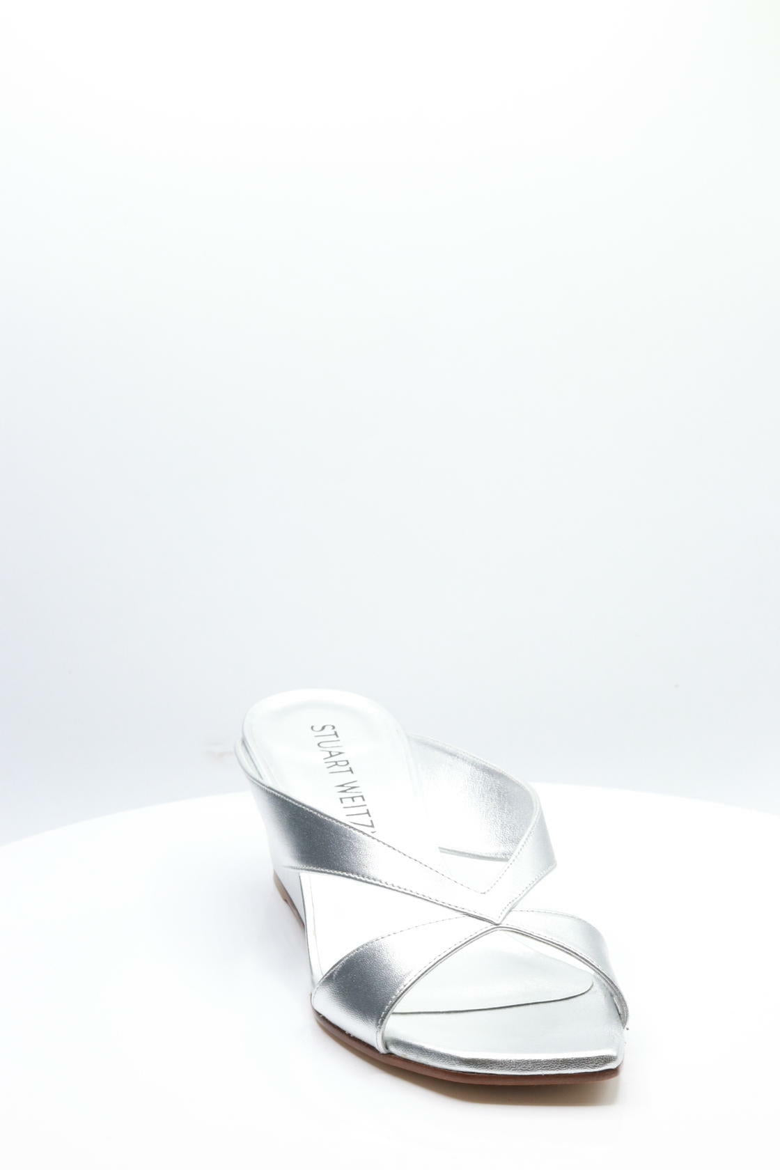 Stuart Weitzman Miami 50 Wedge Slide Silver 8 B
