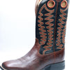 BMVY9 Mens Sidepass Western Boot Barrel Brown/Cask Black 13 Wide