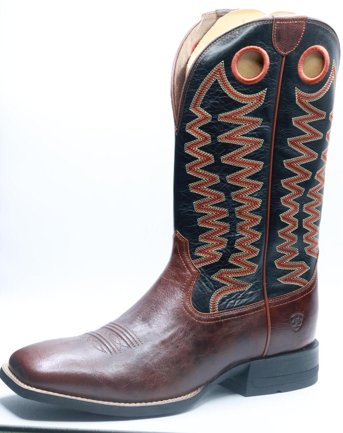 BMVY9 Mens Sidepass Western Boot Barrel Brown/Cask Black 13 Wide