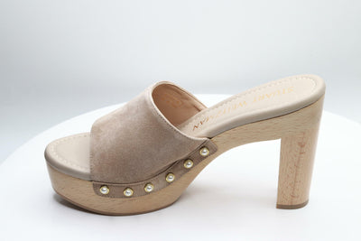 Stuart Weitzman Pearl Clog 85 Sandal Latte Womens Sz 7.5 B