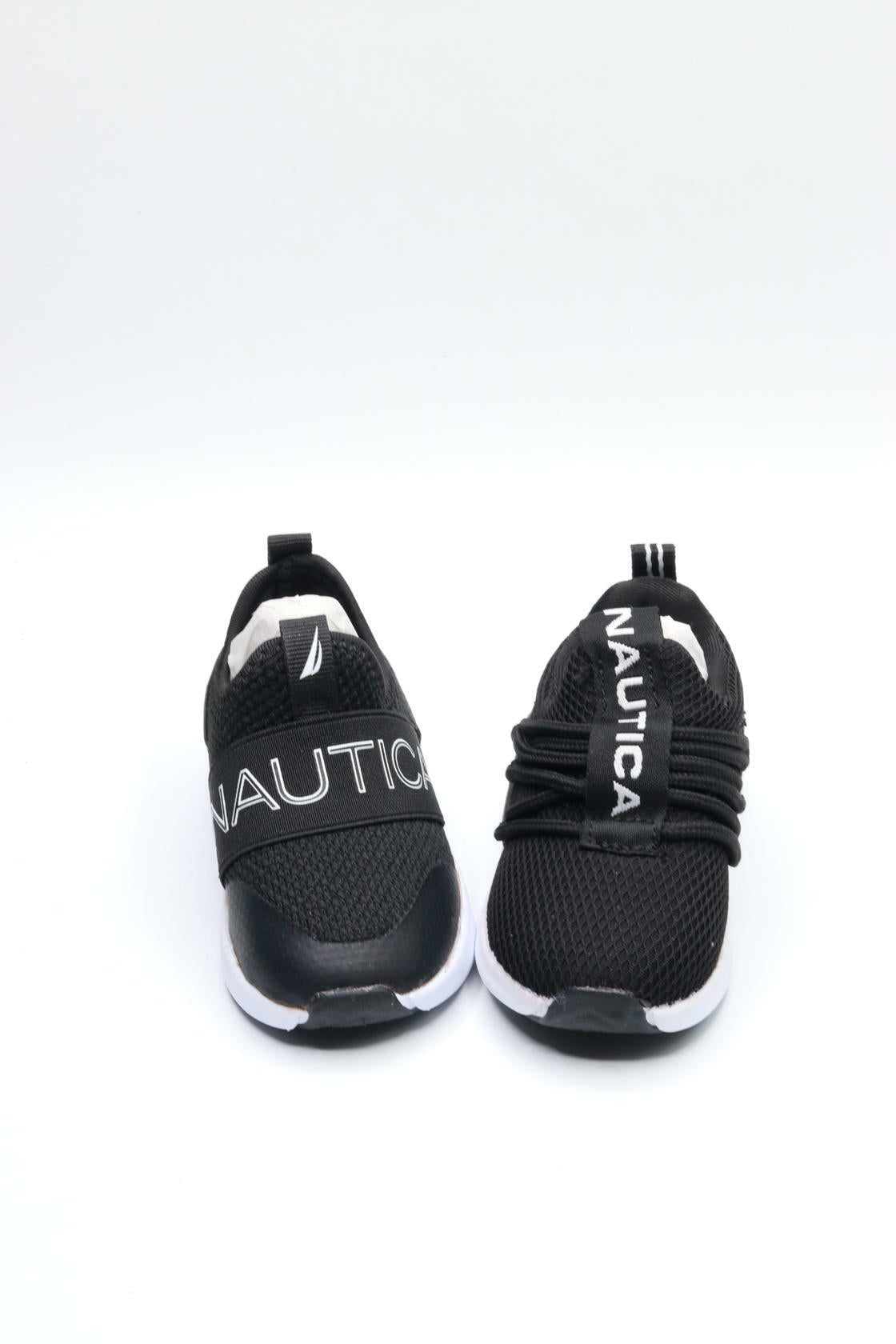 Nautica Kids Boys Fashion Sneaker Slip-On Athletic Running Shoe for Toddler and Little Kids, Black/White, 5