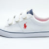 POLO RALPH LAUREN Boy's Sayer EZ (Little Kid) White Tumbled/Navy/Red Player Pony 2.5 Little Kid M