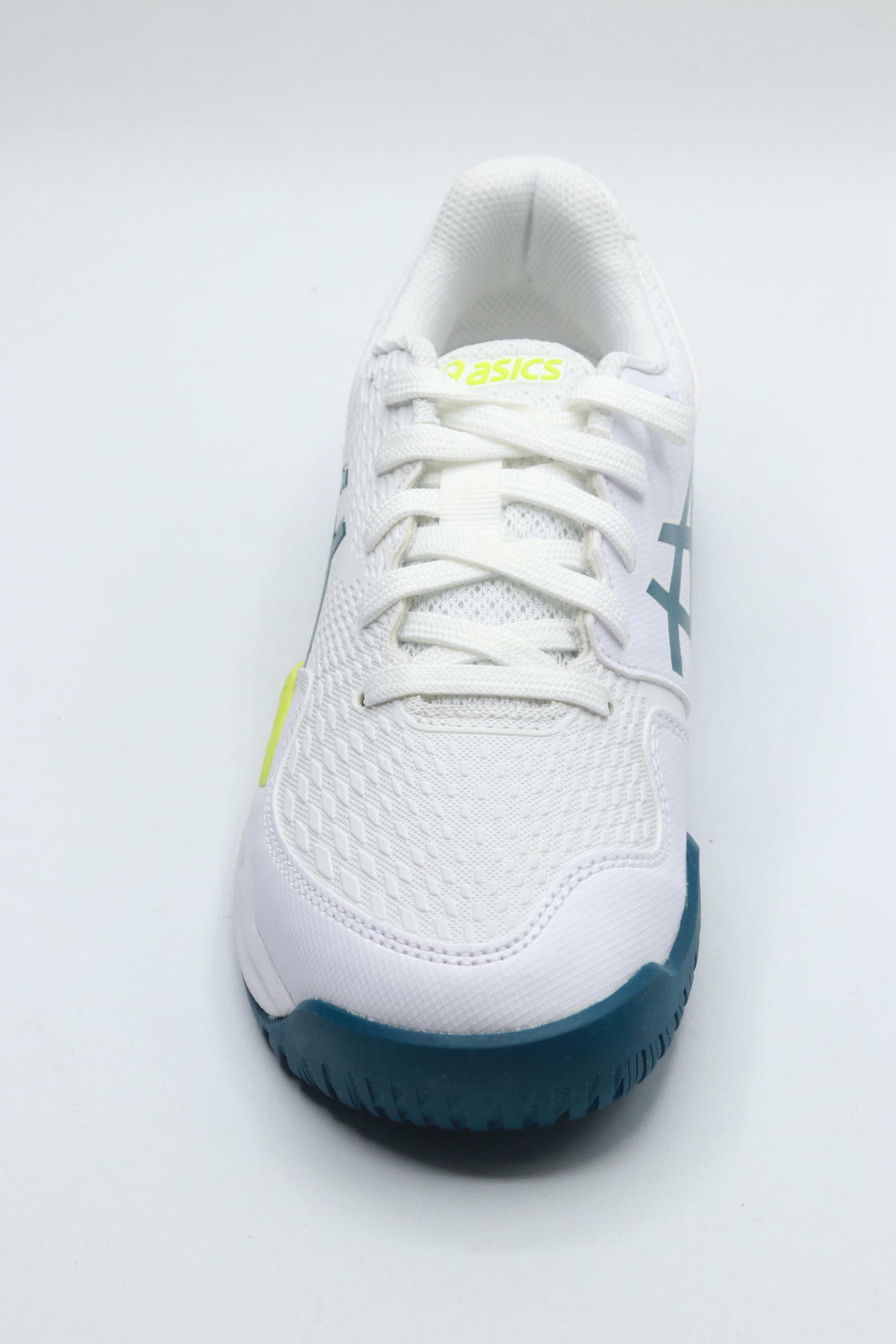 ASICS Kid's Gel-Resolution 9 Grade School Tennis Shoes, 4, White/RESTFUL Teal