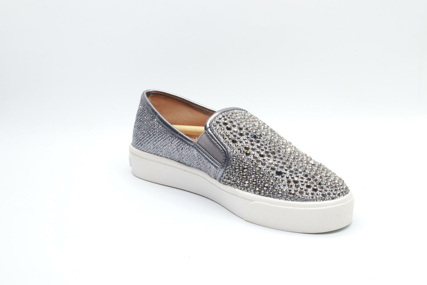 INC Womens Sammee Metallic Rhinestone Loafers Gray 6 Medium (B,M)