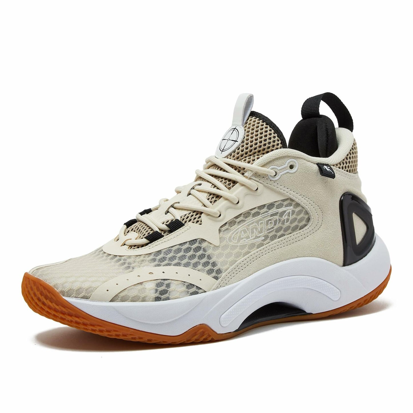 AND1 Scope Basketball Shoes for Women and Men Cream/Tan/Black, 4.5 Medium