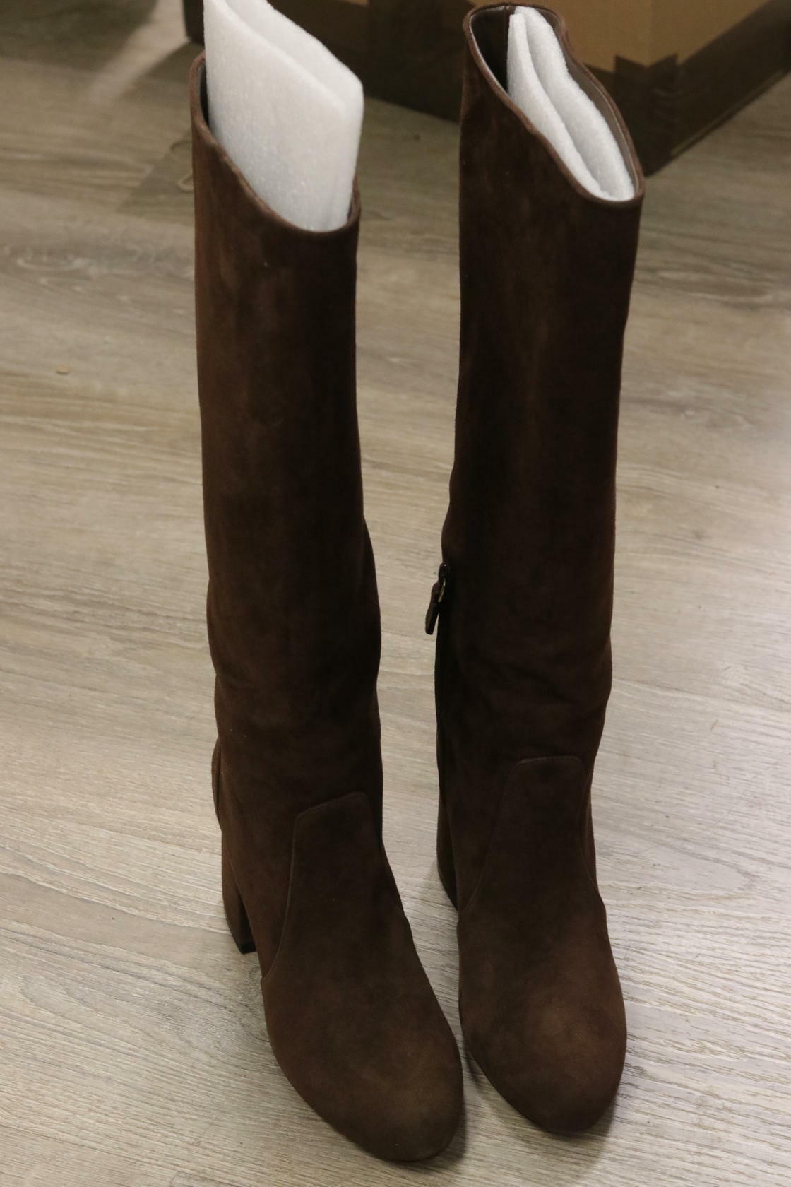 Stuart Weitzman Flareblock 85 Slouch Boot Walnut 5.5 B