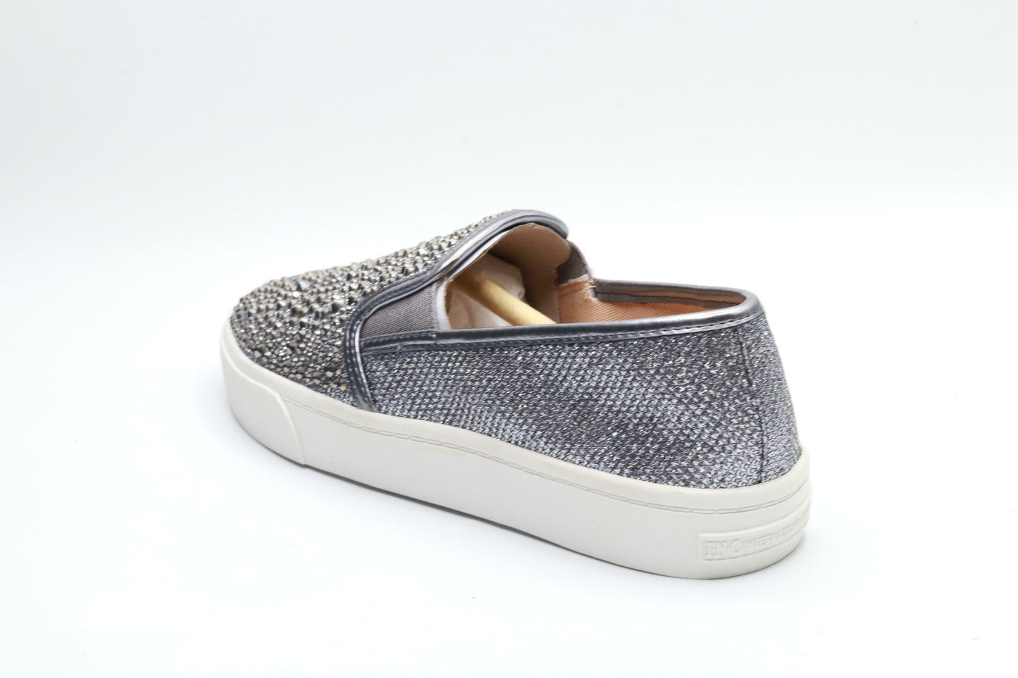 INC Womens Sammee Metallic Rhinestone Loafers Gray 6 Medium (B,M)