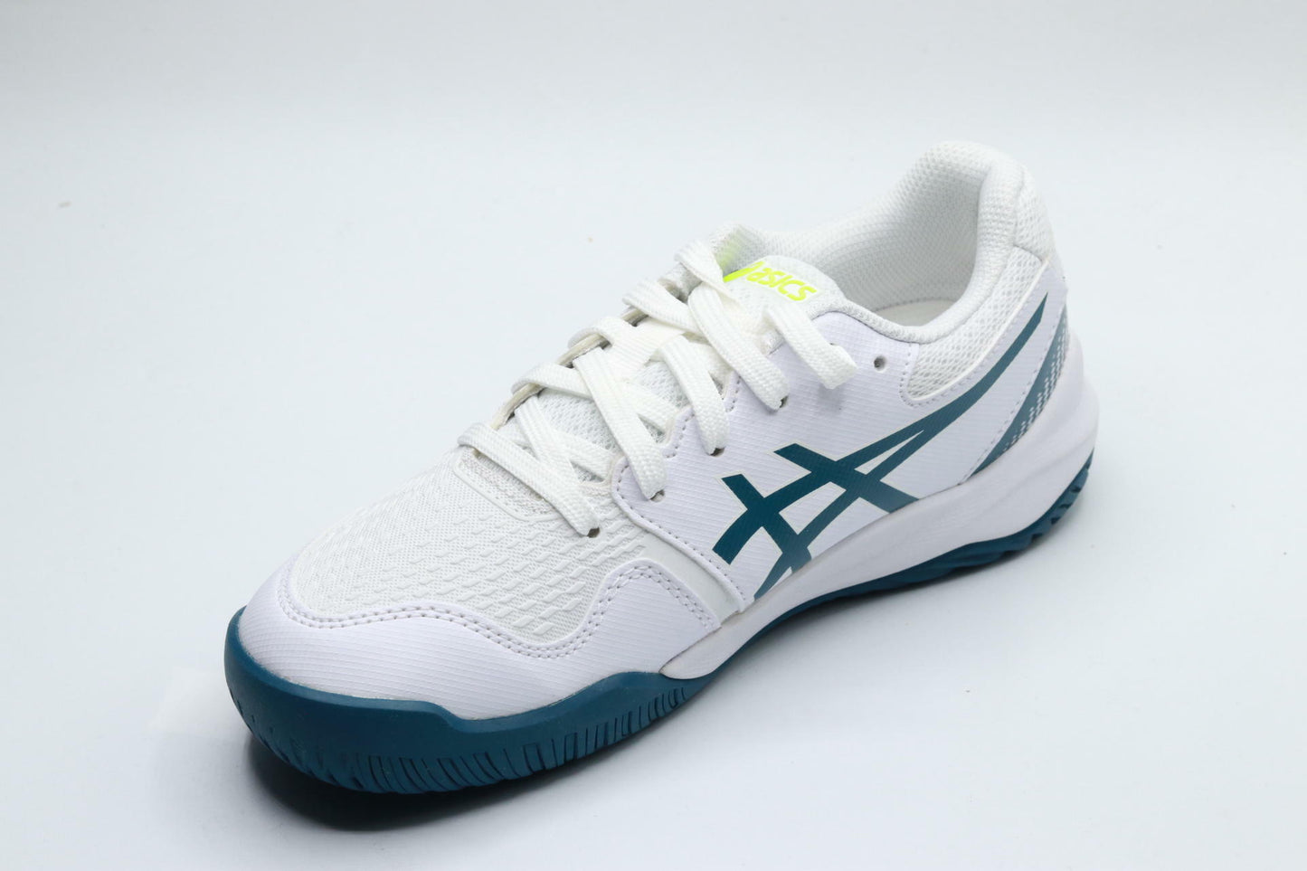 ASICS Kid's Gel-Resolution 9 Grade School Tennis Shoes, 4, White/RESTFUL Teal