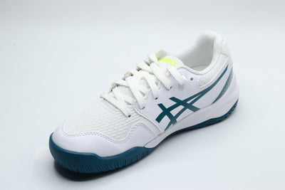 ASICS Kid's Gel-Resolution 9 Grade School Tennis Shoes, 4, White/RESTFUL Teal