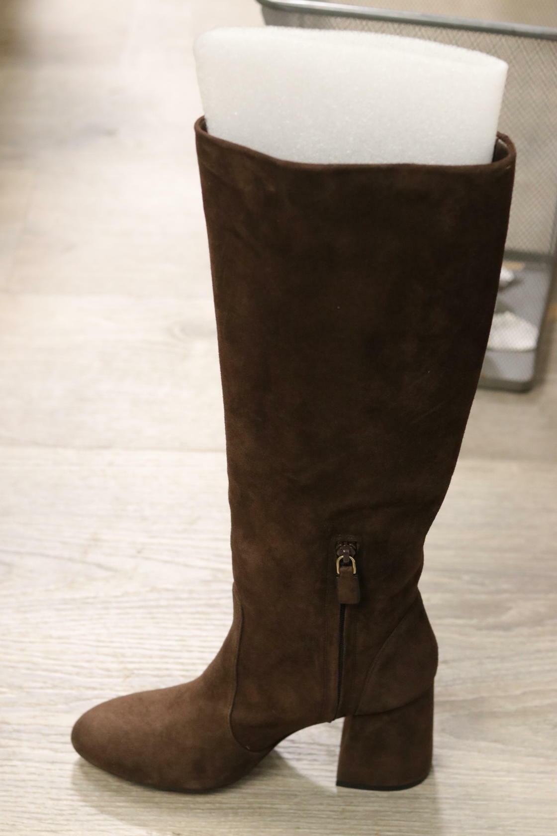 Stuart Weitzman Flareblock 85 Slouch Boot Walnut 5.5 B