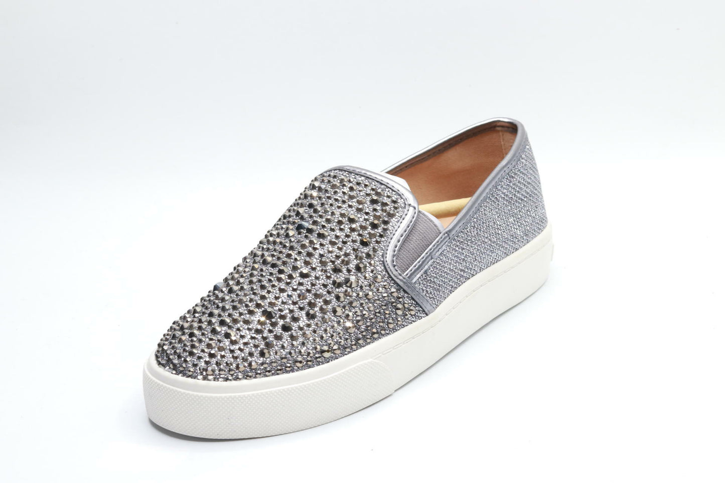 INC Womens Sammee Metallic Rhinestone Loafers Gray 6 Medium (B,M)