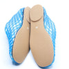 ATBELL Blue Jelly Sandals for Women Clear Woven Flats Beach Slip-on Ballerina Jellies Mesh Shoes in Size 7.5