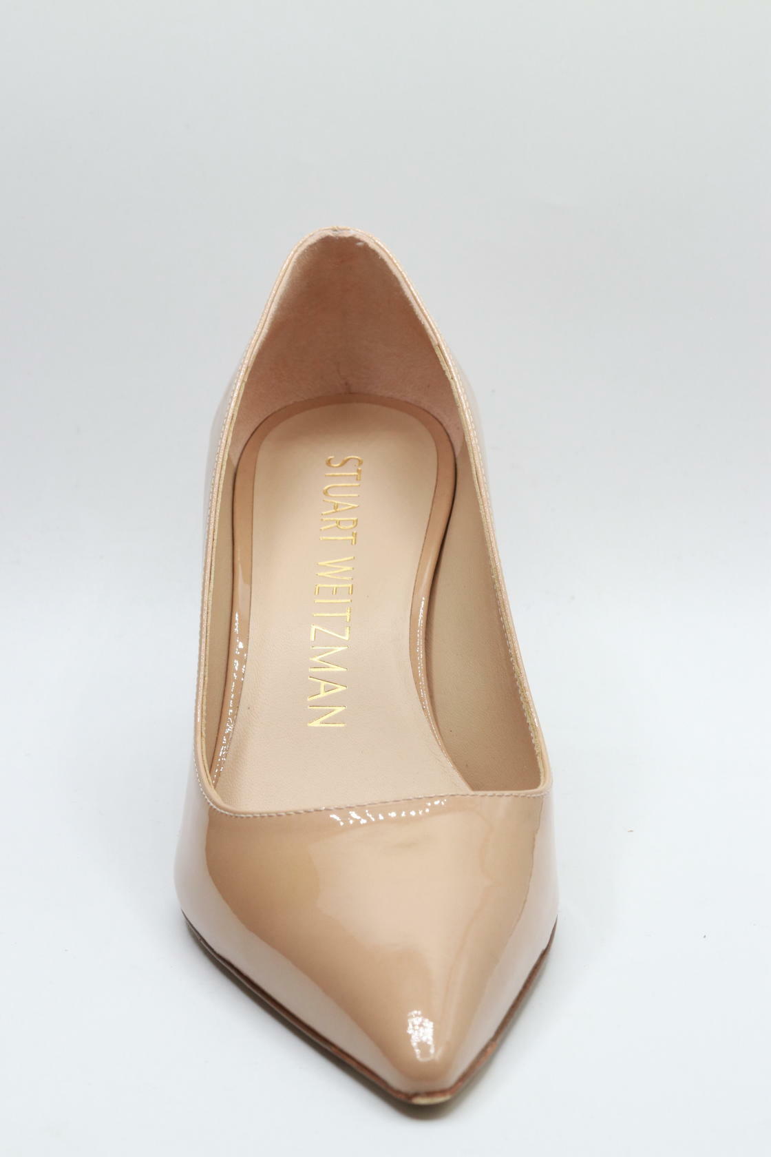 Stuart Weitzman® Stuart 75 Pump Sandals for Women – Suede Upper – Leather Outsole and Lining – Pointed Adobe 10 B