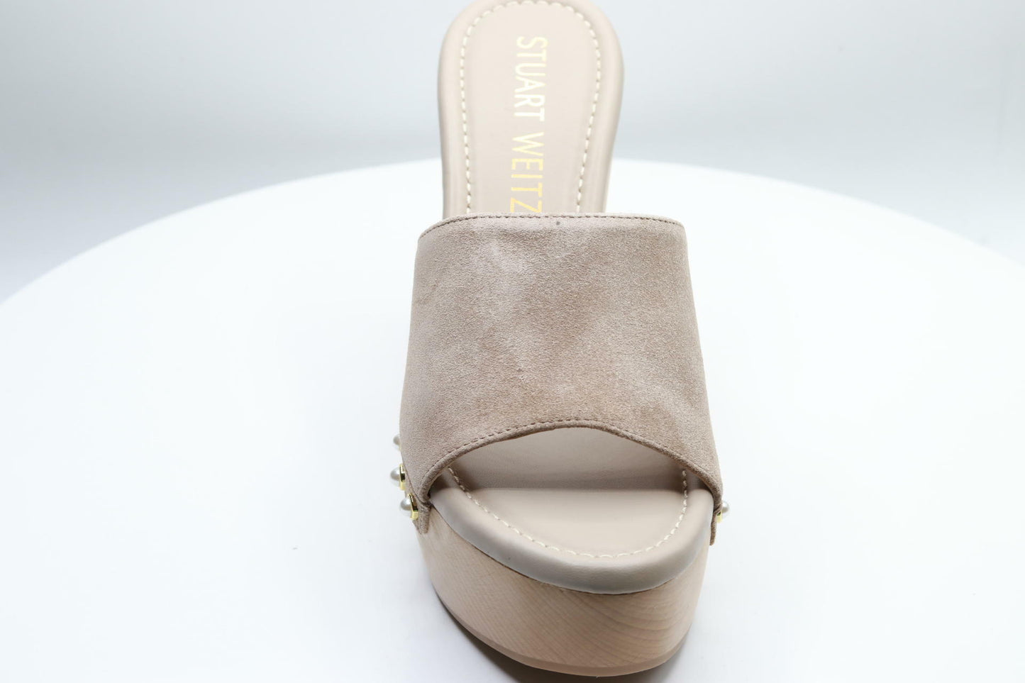 Stuart Weitzman Pearl Clog 85 Sandal Latte Womens Sz 7.5 B