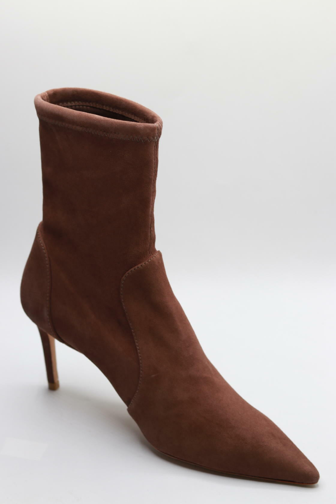Stuart Weitzman Womens Stuart 75 Stretch Bootie Taupe 8.5 B