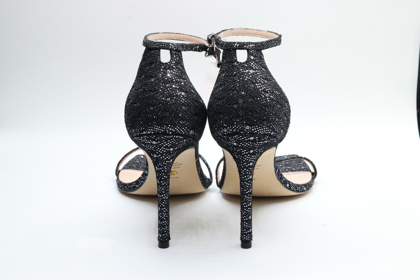 Stuart Weitzman Amelina 95 Ankle Strap Rhinestone Heels Gunmetal 10.5M Women