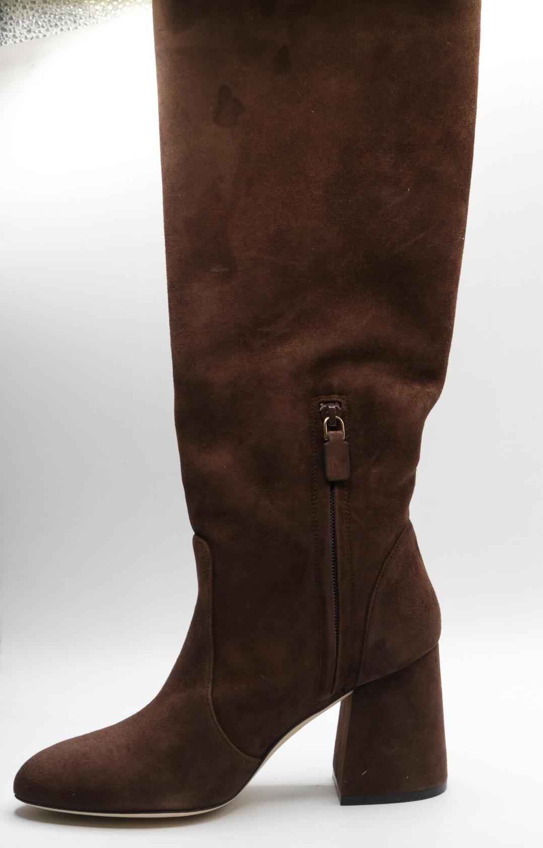 Stuart Weitzman Flareblock 85 Slouch Boot Walnut 7 B