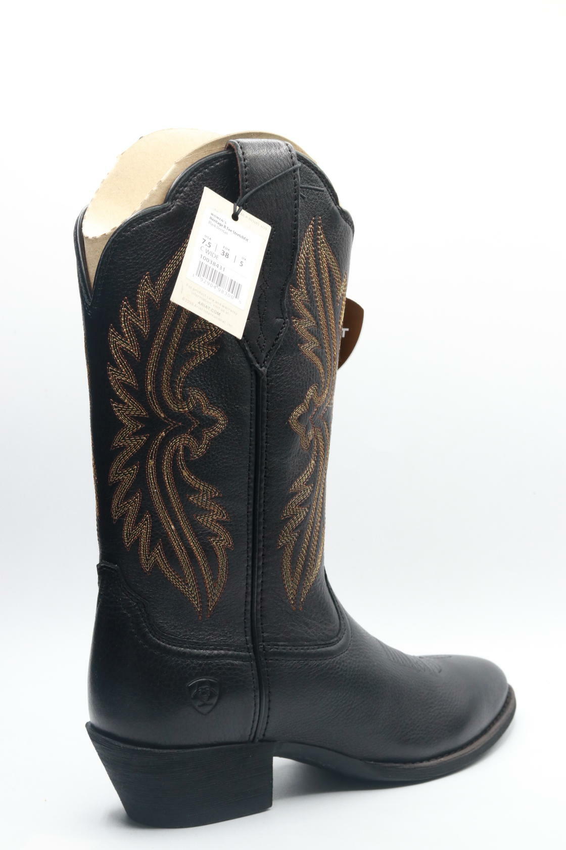 ARIAT BMVY9 Womens Heritage R Toe StretchFit Western Boot Black Deertan 7.5 Wide