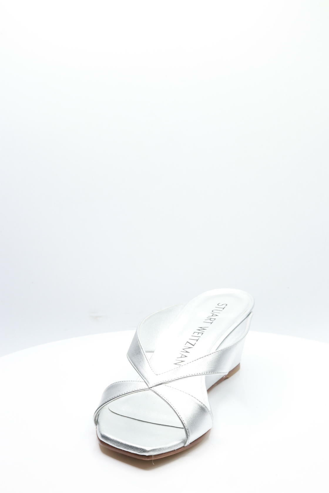 Stuart Weitzman Miami 50 Wedge Slide Silver 10.5 B