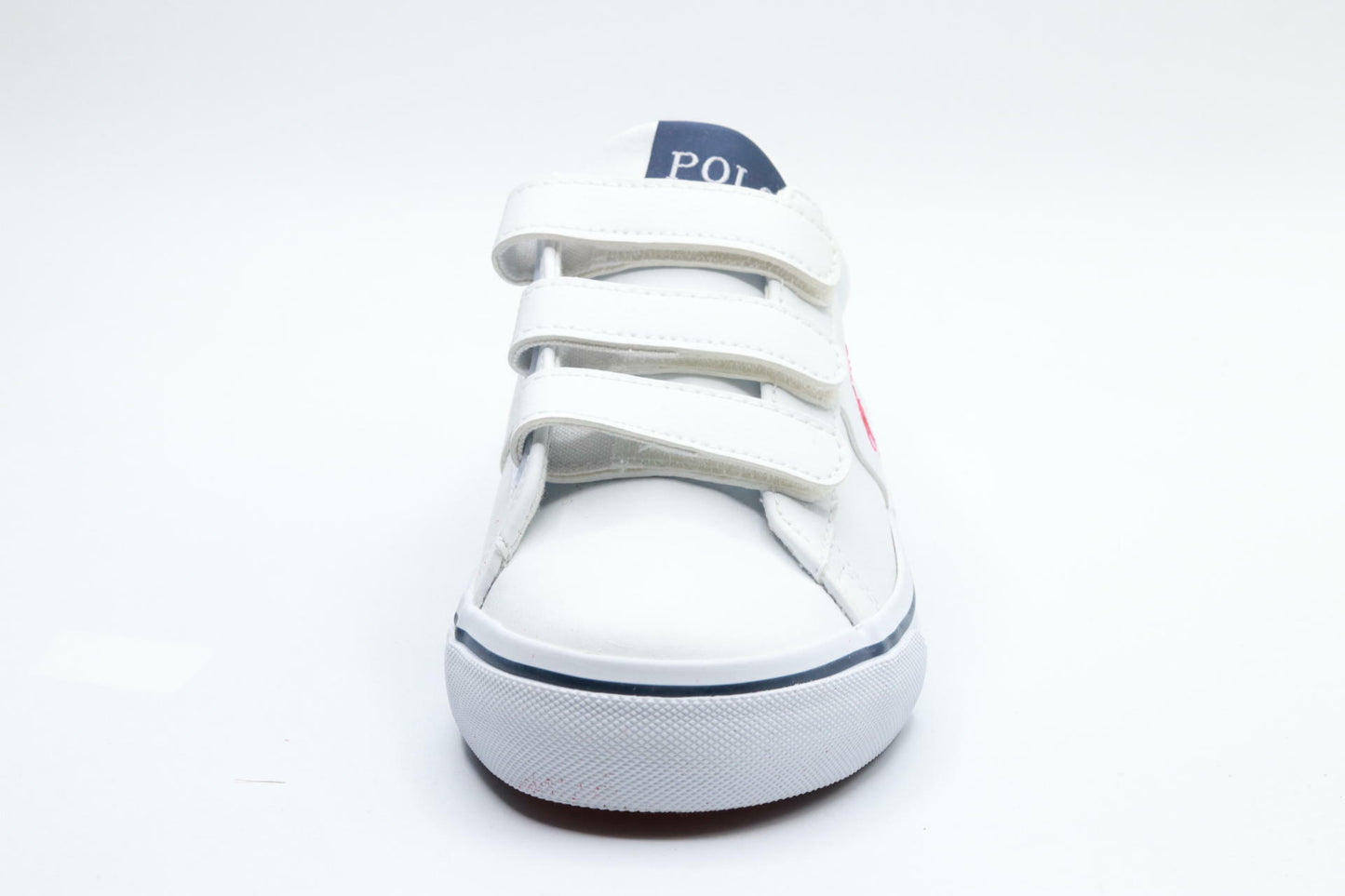 POLO RALPH LAUREN Boy's Sayer EZ (Little Kid) White Tumbled/Navy/Red Player Pony 2.5 Little Kid M