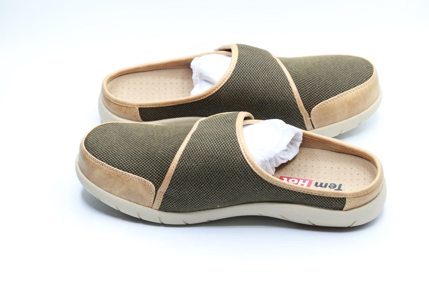 TemHot Men's Diabetic Slippers, Extra Wide with Adjustable Strap, Breathable Wide Width Indoor/Outdoor Slip-Ons for Swollen Feet - Brown, 8