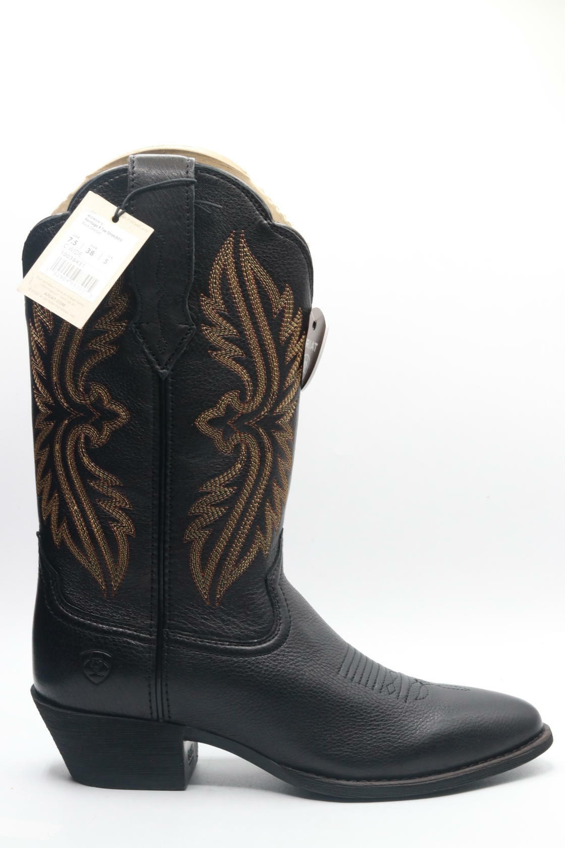 ARIAT BMVY9 Womens Heritage R Toe StretchFit Western Boot Black Deertan 7.5 Wide