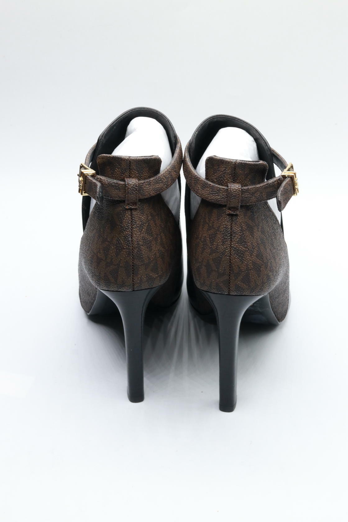 MICHAEL Michael Kors Lawson Open Toe Bootie in Black/Brown Leather  Size 7