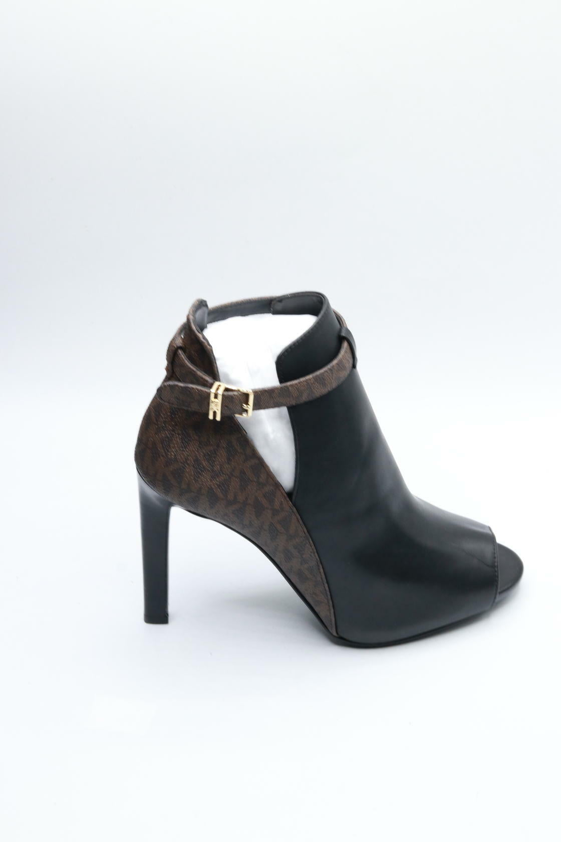 MICHAEL Michael Kors Lawson Open Toe Bootie in Black/Brown Leather  Size 7