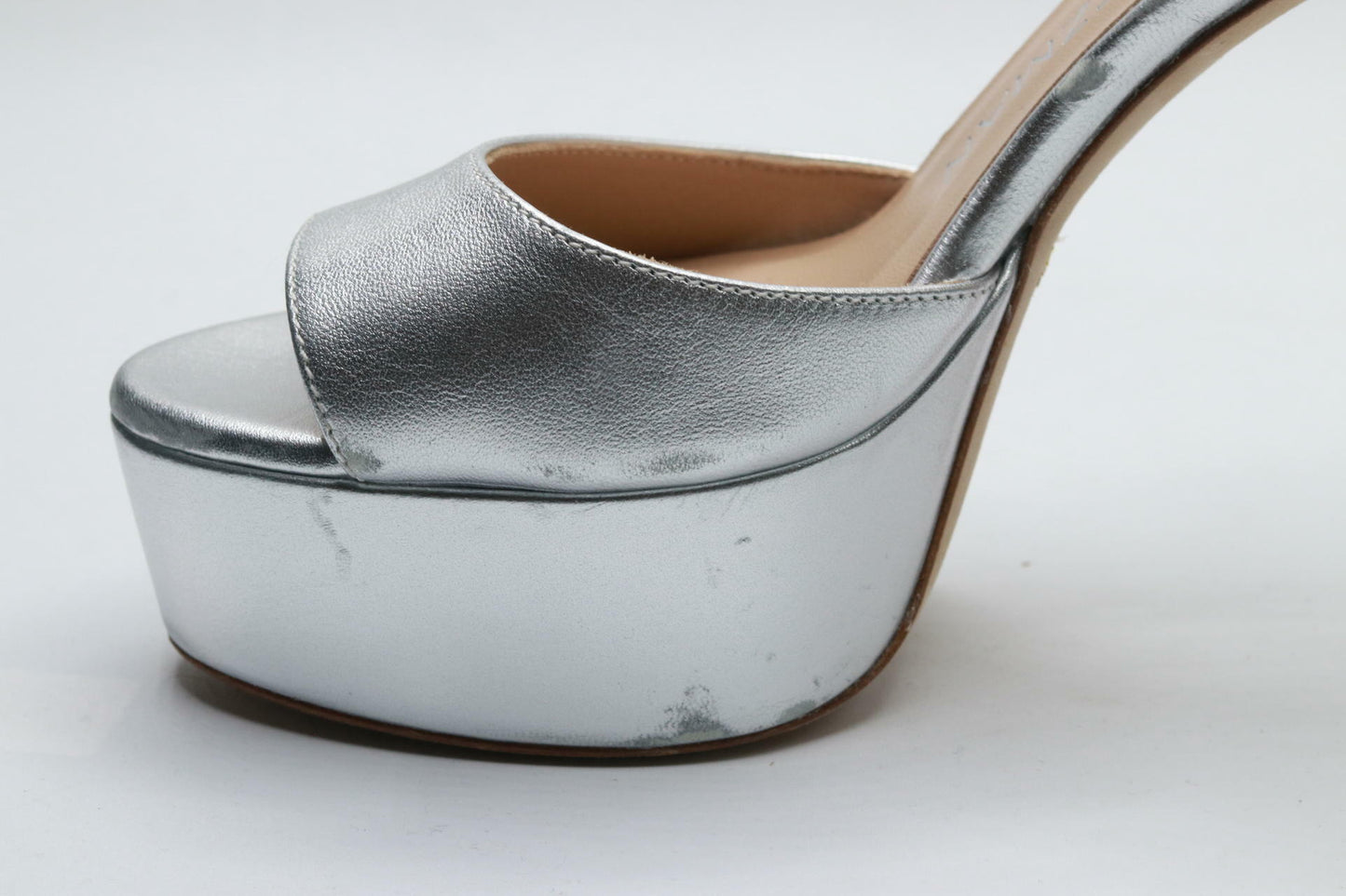 Stuart Weitzman Disco Platform Sandal Silver 6 B
