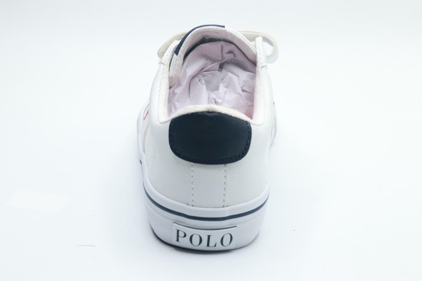POLO RALPH LAUREN Boy's Sayer EZ (Little Kid) White Tumbled/Navy/Red Player Pony 2.5 Little Kid M
