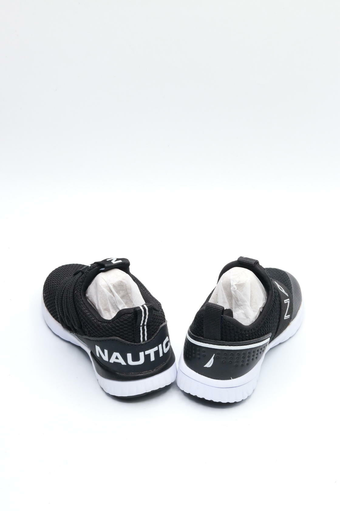 Nautica Kids Boys Fashion Sneaker Slip-On Athletic Running Shoe for Toddler and Little Kids, Black/White, 5