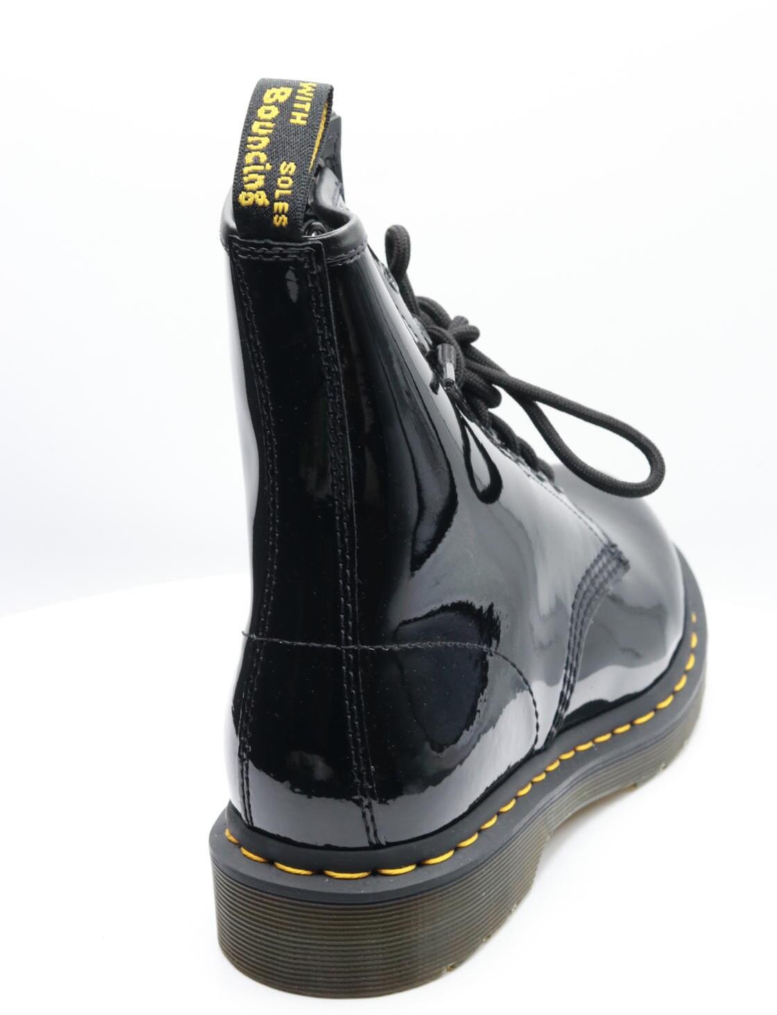 Dr. Martens Women's 1460 W Patent Leather 8 Eye Boot, Black, 8