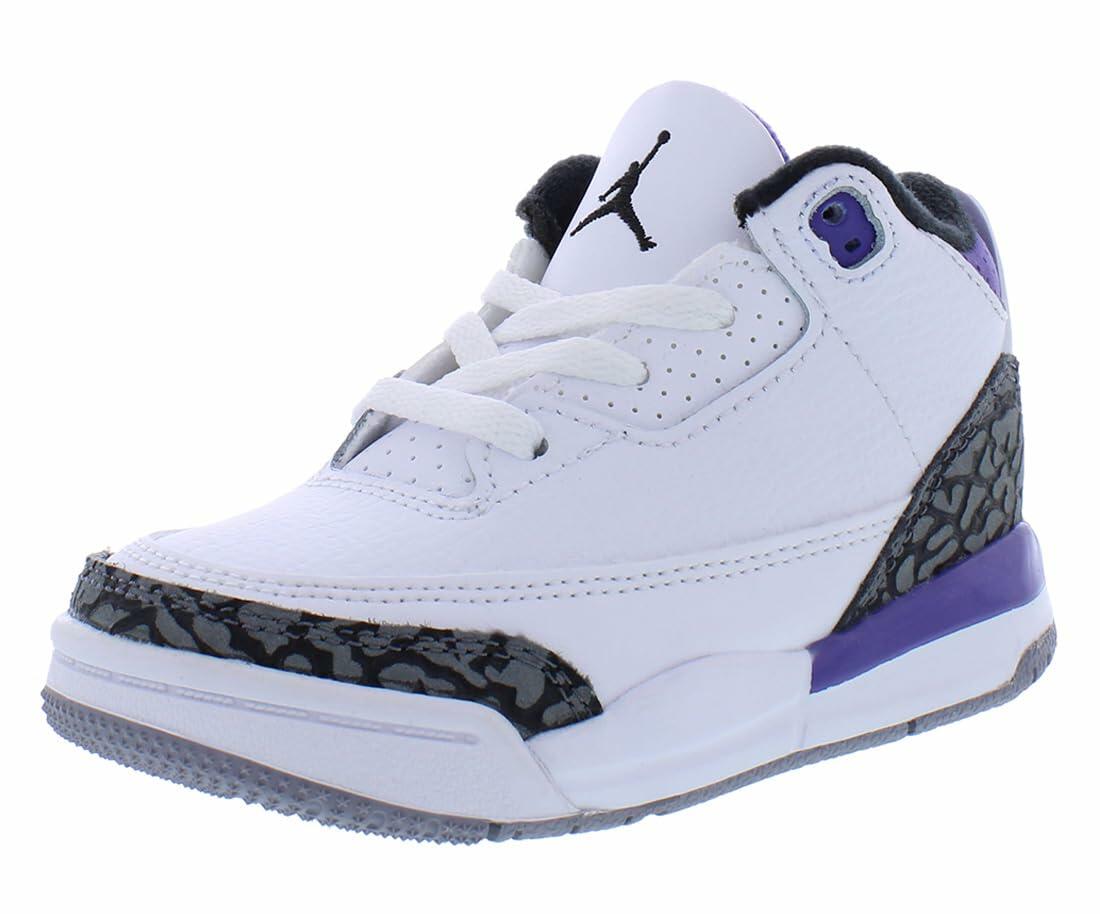 Jordan Baby Boy's 3 Retro (Infant/Toddler) White/Black/Dark Iris/Cement Grey 9 Toddler M