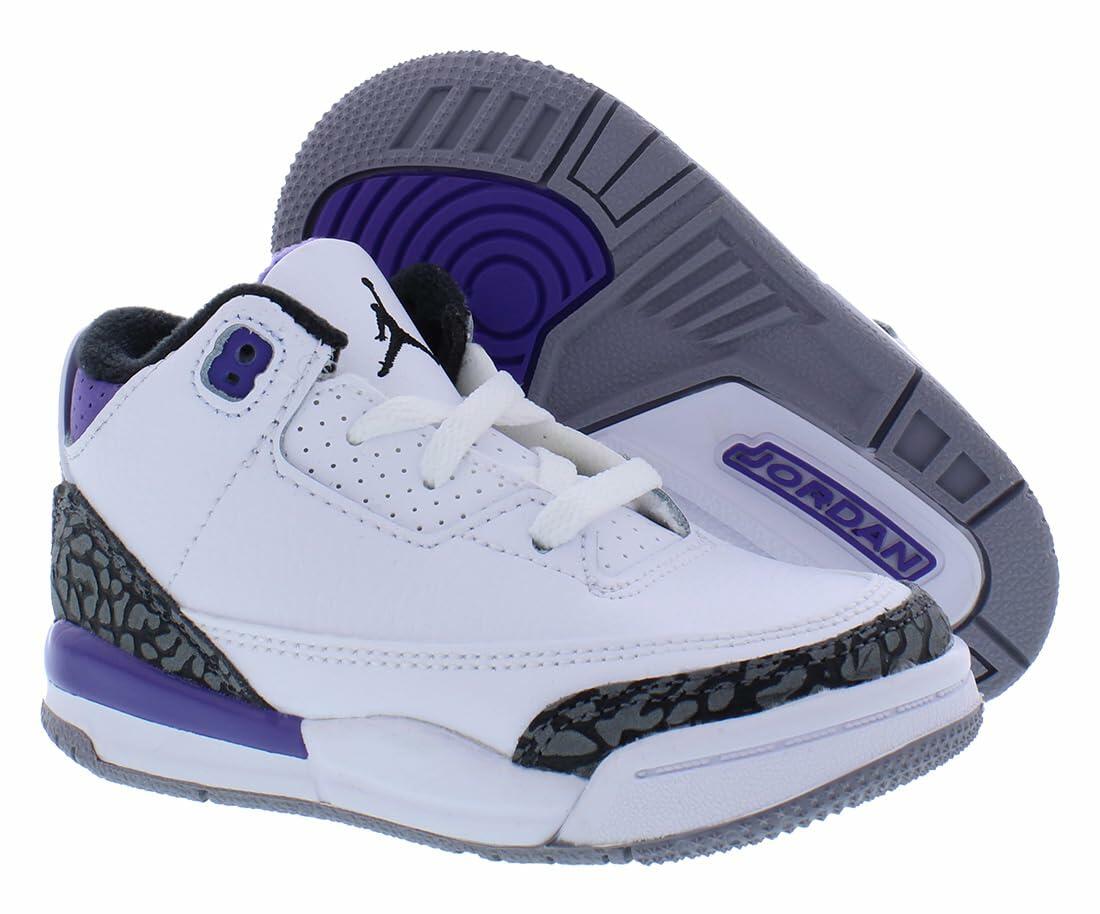 Jordan Baby Boy's 3 Retro (Infant/Toddler) White/Black/Dark Iris/Cement Grey 9 Toddler M