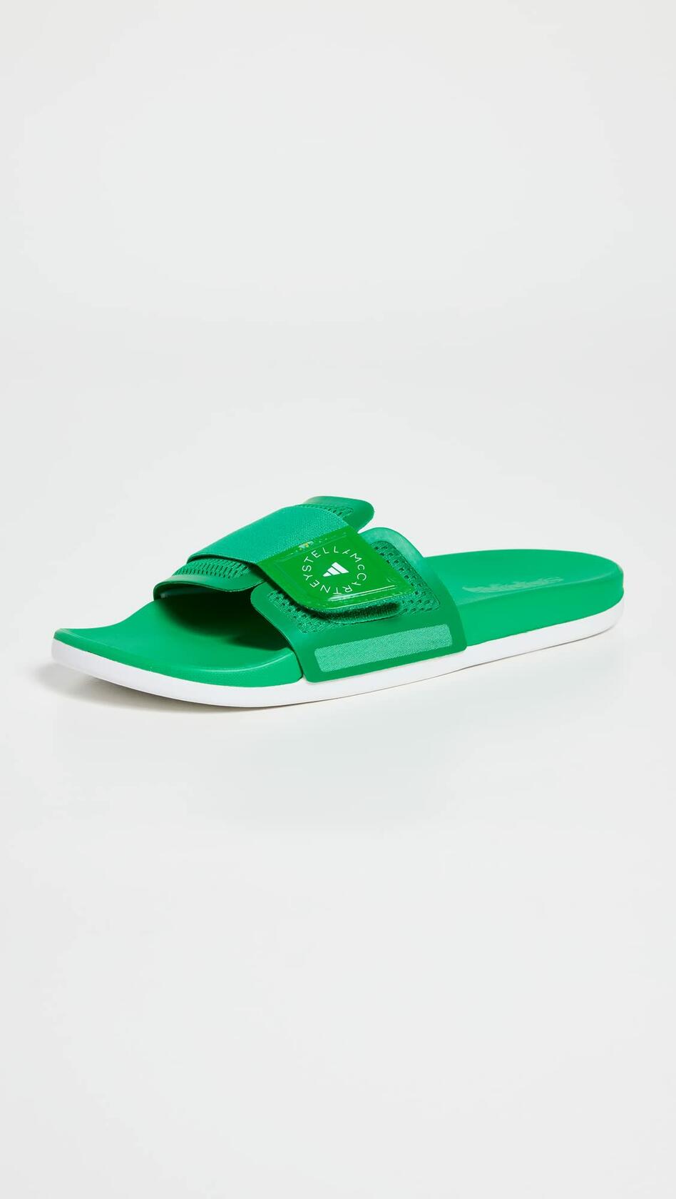 adidas by Stella McCartney Women's Slides, RichGreen/RichGreen/White, 7.5 Medium US