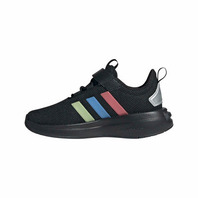 adidas Racer TR23 Elastic Lace & Strap Sneaker, Black/Silver Metallic/Black, 12.5 US Unisex Little Kid