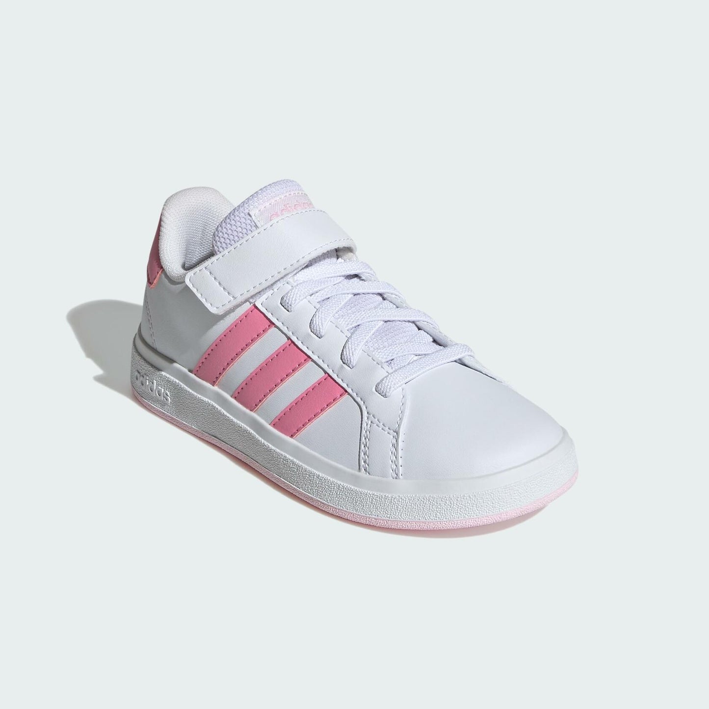 adidas Girl's Grand Court 2.0 Elastic (Little Kid/Big Kid) White/Bliss Pink/Clear Pink 2 Little Kid M