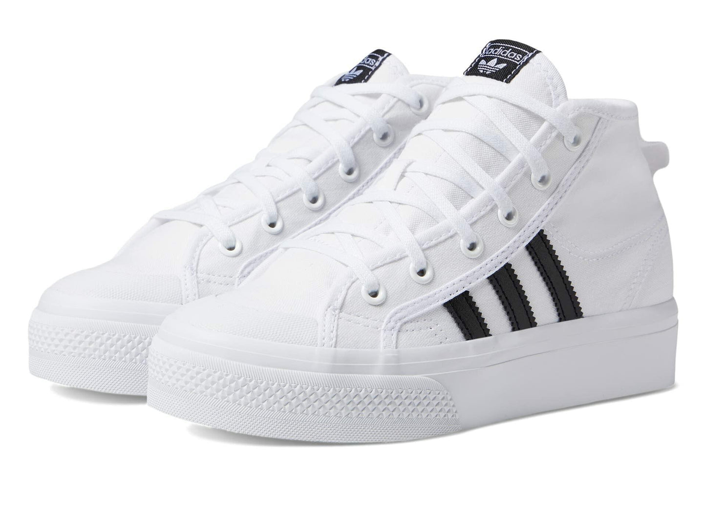 adidas Originals Girl's Nizza Platform (Little Kid) White/Black/White 13 Little Kid M