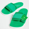 adidas by Stella McCartney Women's Slides, RichGreen/RichGreen/White, 7.5 Medium US