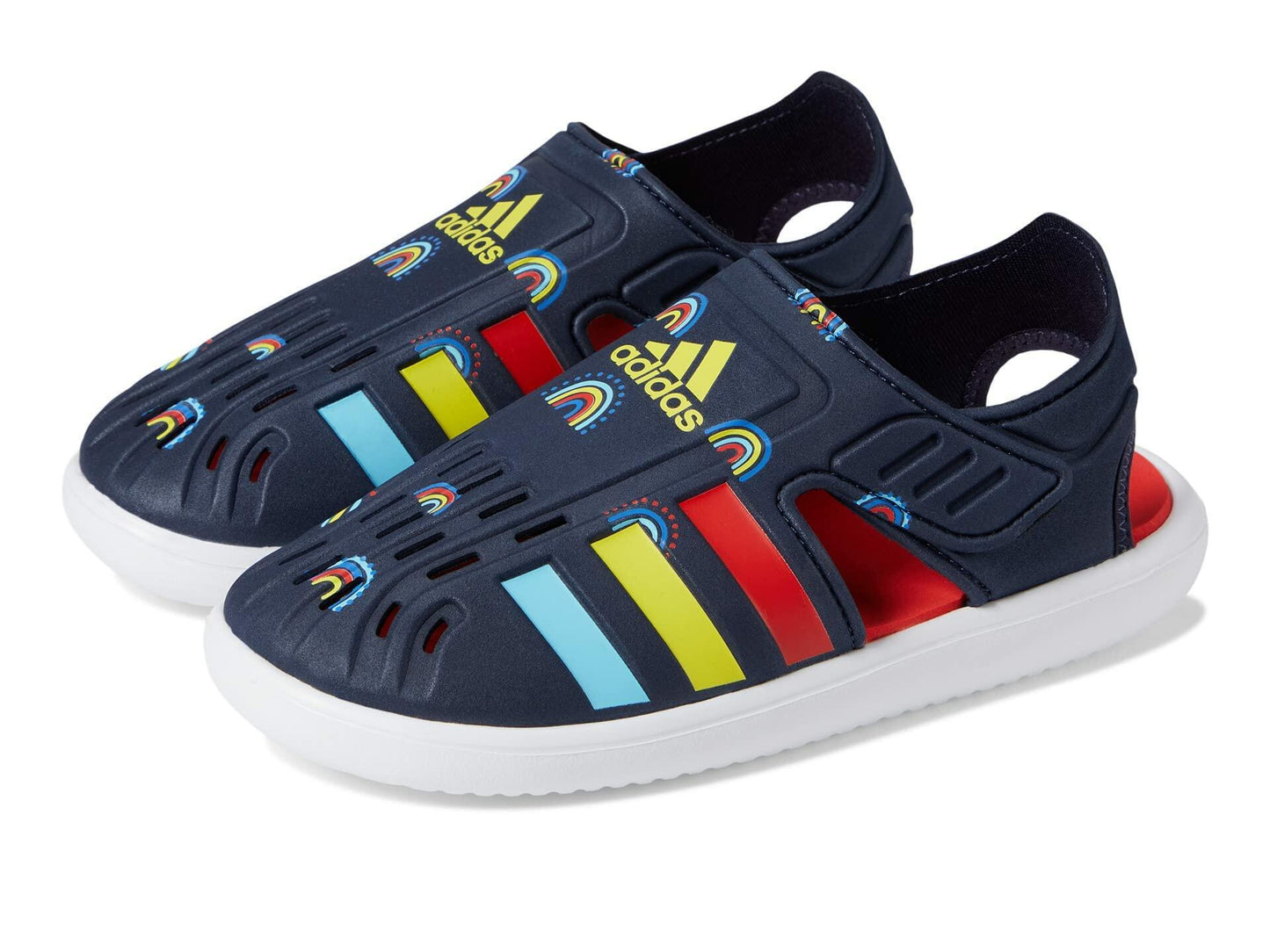 adidas Boy's Closed Toe Water Sandals (Toddler/Little Kid) Ink/Bold Orange/Impact Yellow 2 Little Kid M