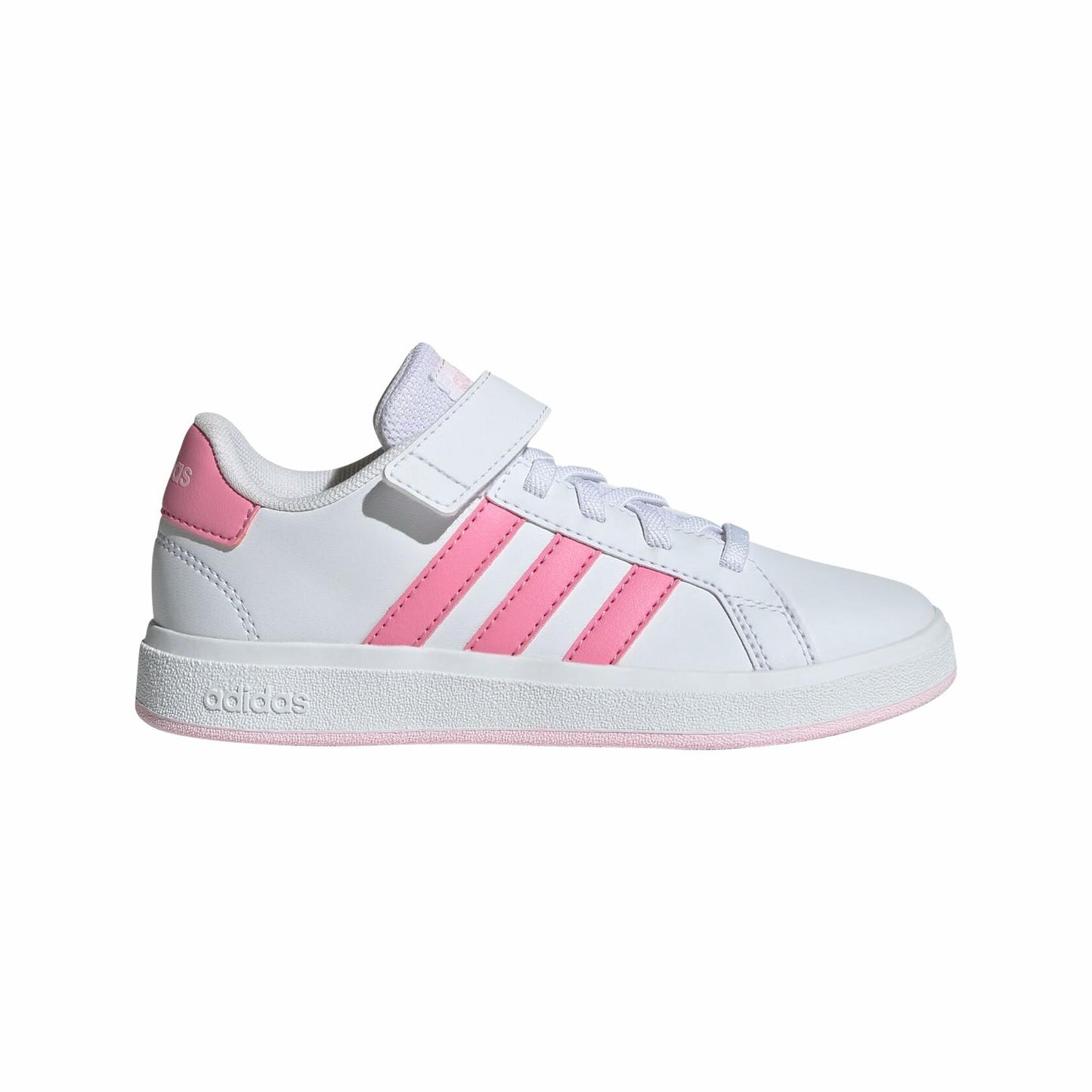 adidas Girl's Grand Court 2.0 Elastic (Little Kid/Big Kid) White/Bliss Pink/Clear Pink 2 Little Kid M