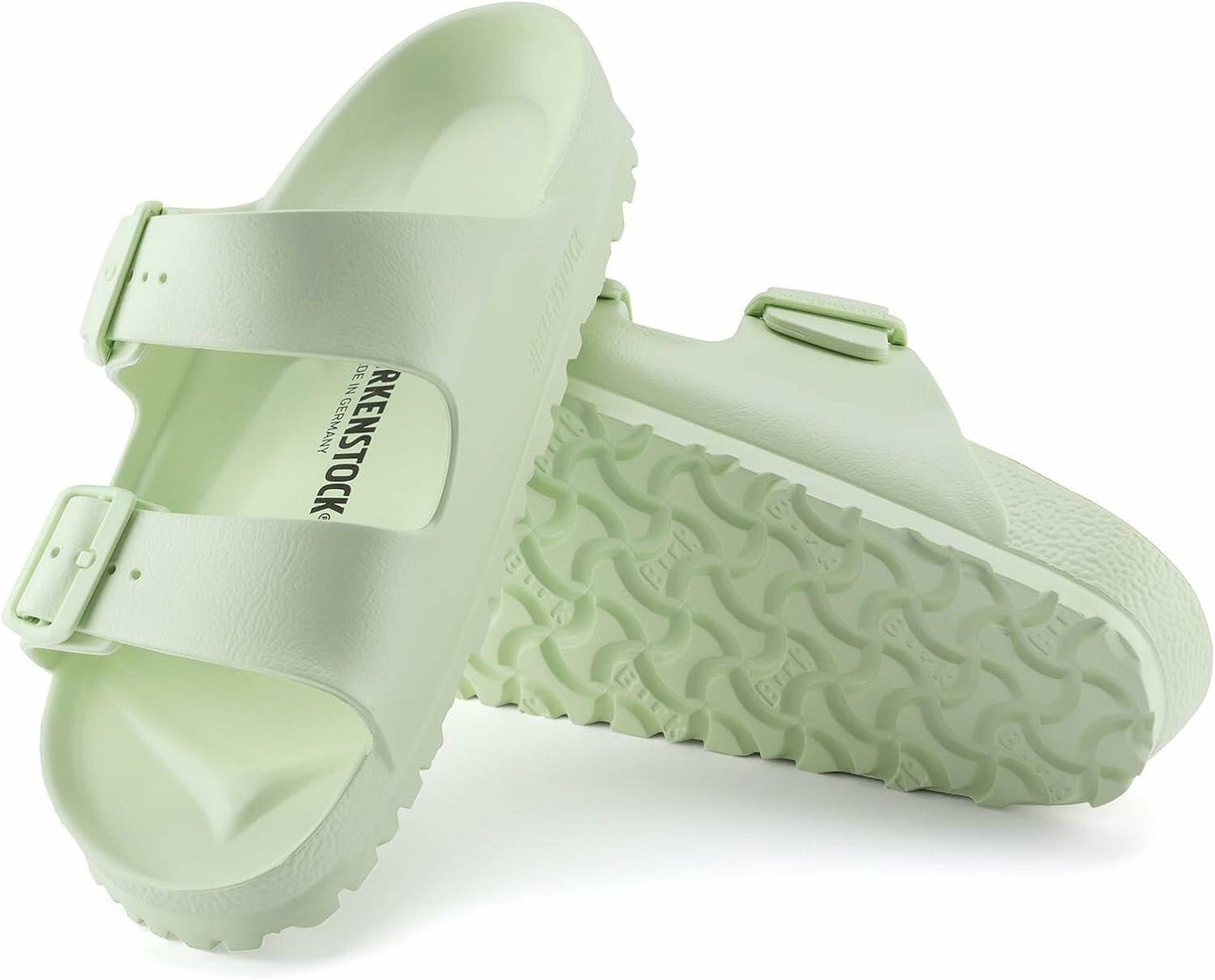 Birkenstock Unisex Arizona Essentials Slide-On Sandal, Faded Lime, 8-8.5 Narrow Women/6-6.5 Narrow Men, 39EU