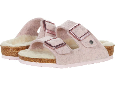 Birkenstock Arizona Happy Lamb (Toddler/Little Kids/Big Kids) Soft Pink/Natural EU 29 (US 11-11.5 Little Kid) Narrow