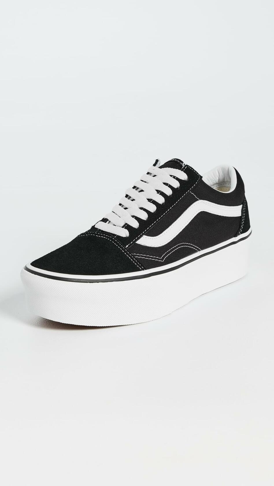 Vans UA Old Skool Stackforms, Black/True White, 11.5 US Women/10 US Men