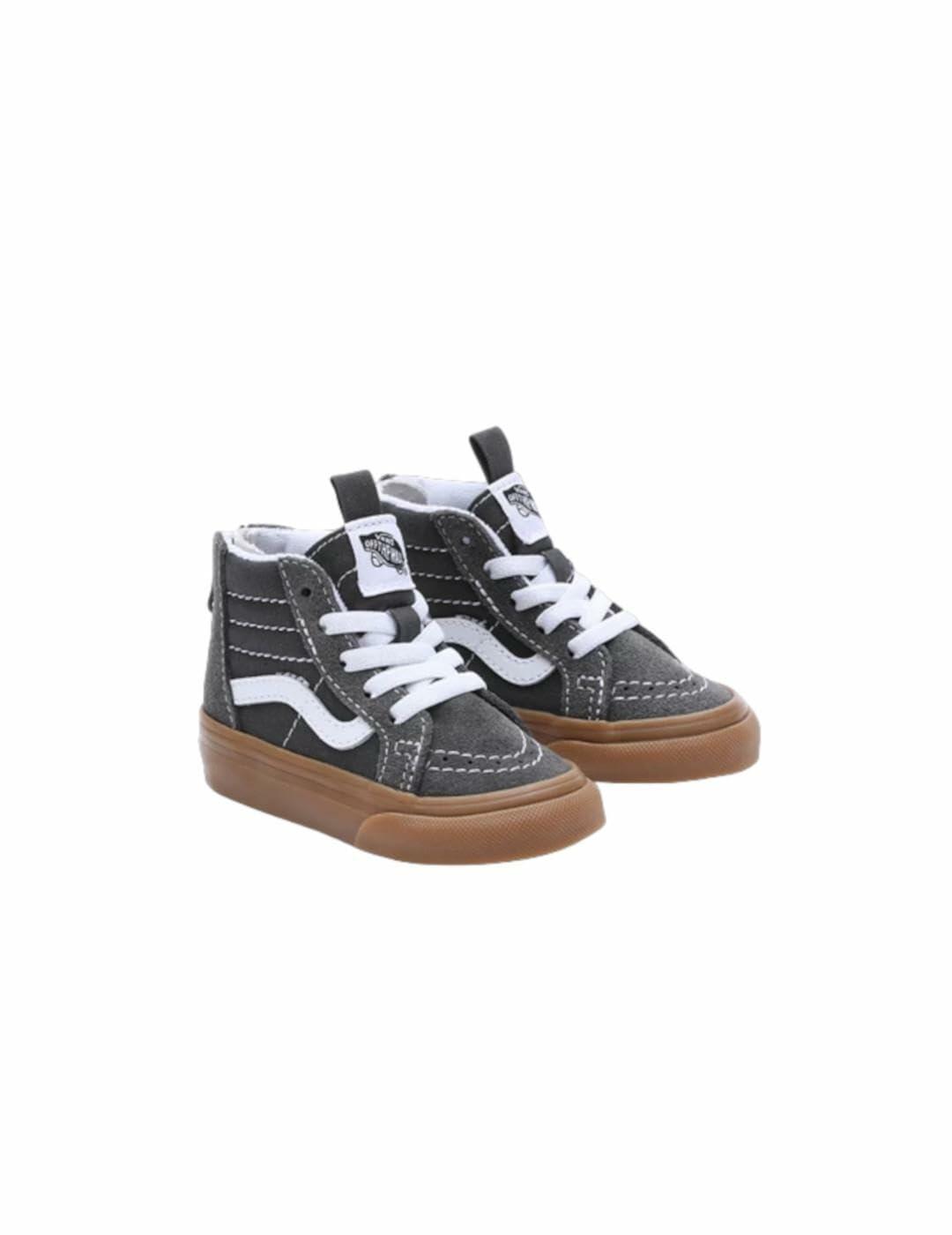 Vans Sk8-Hi Zip Kids Sneaker Grey, brown, 24 EU