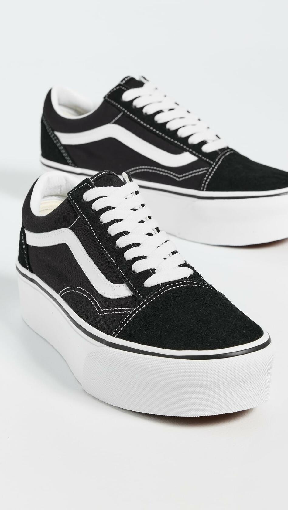 Vans UA Old Skool Stackforms, Black/True White, 11.5 US Women/10 US Men