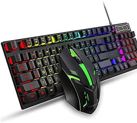 Gaming Keyboard and Mouse USB Wired for Desktop Computer PC Gamer Laptop