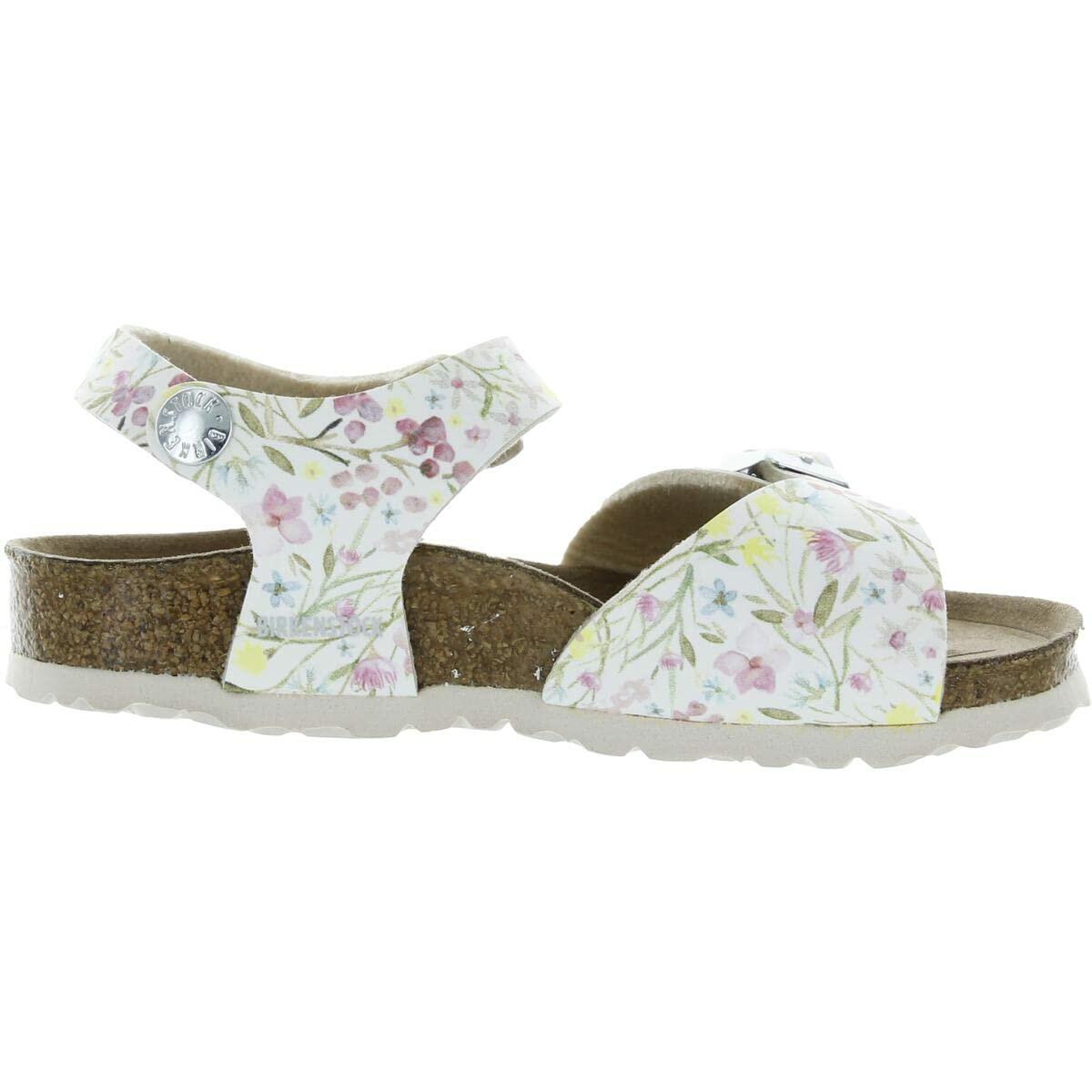 Birkenstock Girl's Florida Vegan (Toddler/Little Kid/Big Kid) Watercolor Flower White Birko-Flor™ EU 33 (US 2-2.5 Little Kid) Narrow