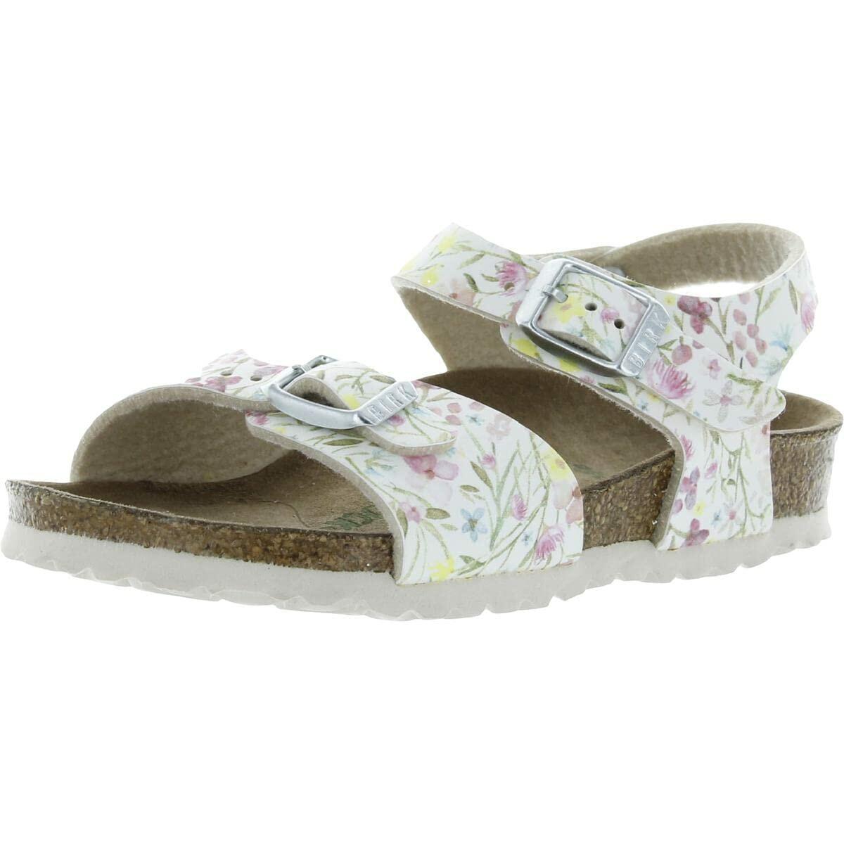 Birkenstock Girl's Florida Vegan (Toddler/Little Kid/Big Kid) Watercolor Flower White Birko-Flor™ EU 33 (US 2-2.5 Little Kid) Narrow